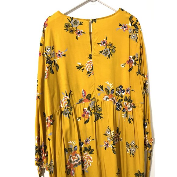 Old Navy Yellow Floral Shift Dress Tie Sleeves Round Neck Mini Size XXL - Picture 7 of 9